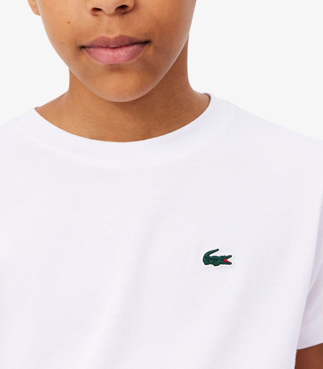 T-shirt Lacoste Tennis x Daniil Medvedev TJ7403 bianco unisex bambino - Ultra Dry, stampa racchetta, taglie 8A-16A