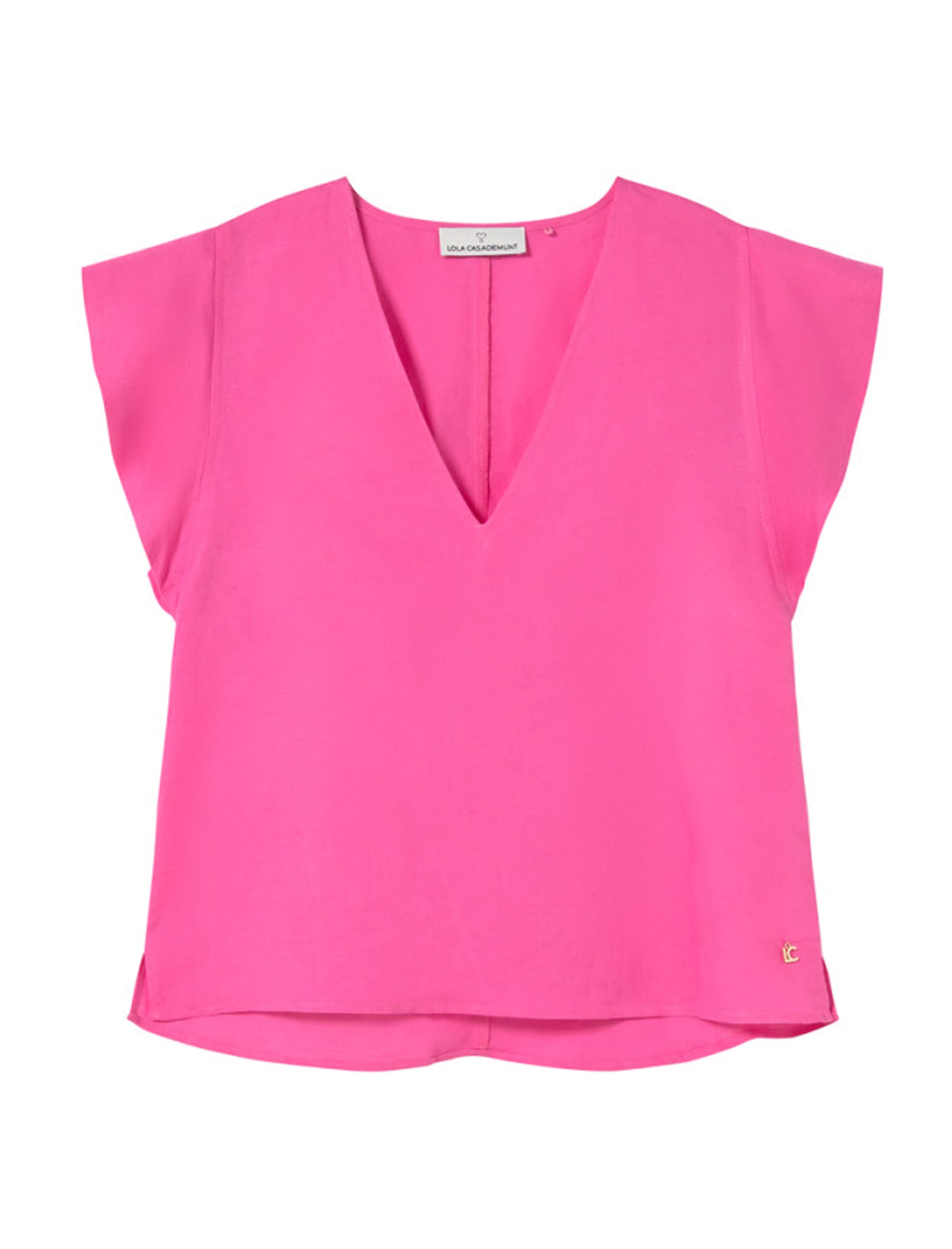 Blusa con volant manica corta Lola Casdemunt LS2615099 Fuxia