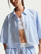 Nike Camicia Oversize Sportswear Chill Poplin II4228-435 Lt Photo Blue donna