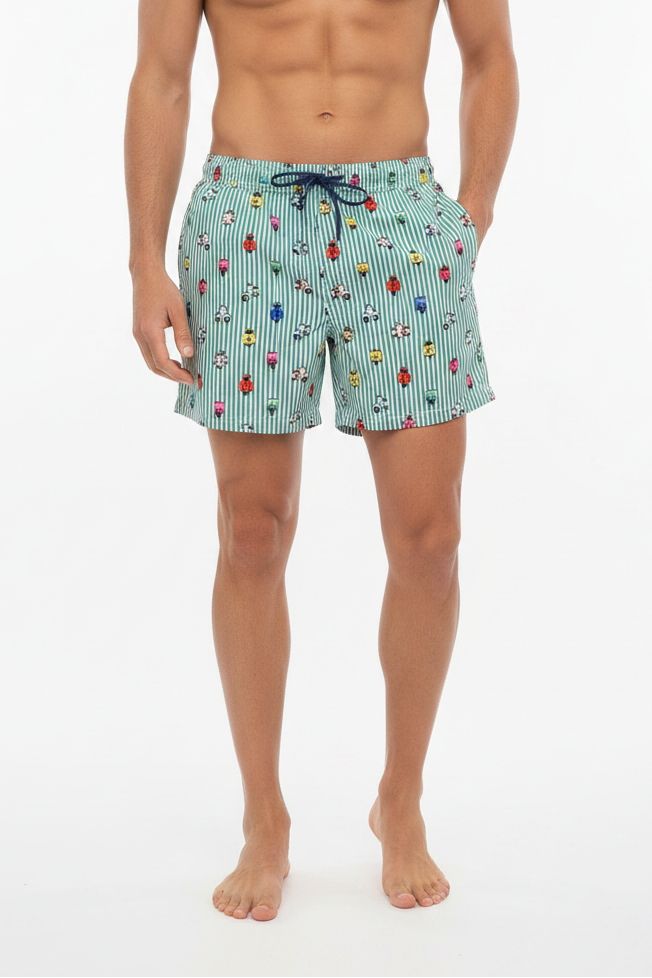 Pantaloncino da bagno Baia 30 Remi CAPRI VE5 Bianco/Verde/Multi Uomo