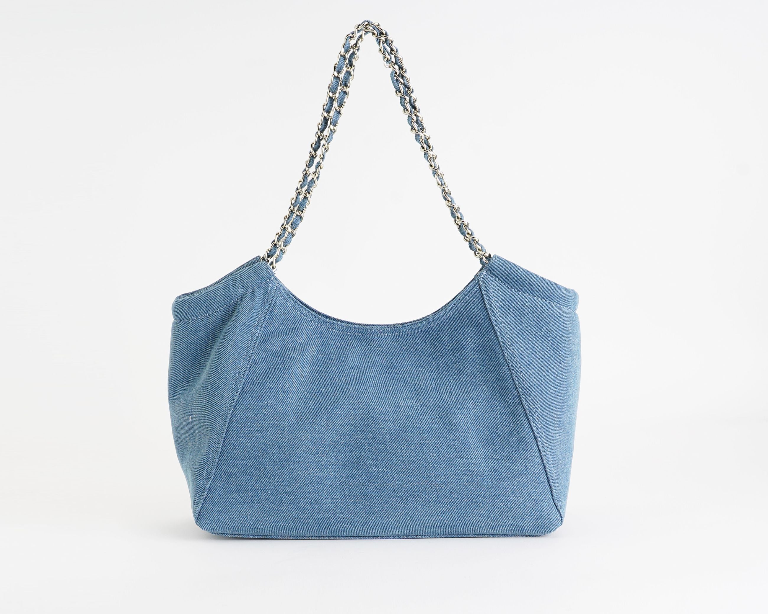 Borsa tote SECRET PON-PON TOTE POCHE DENIM - tracolla regolabile, patch decorativo, donna