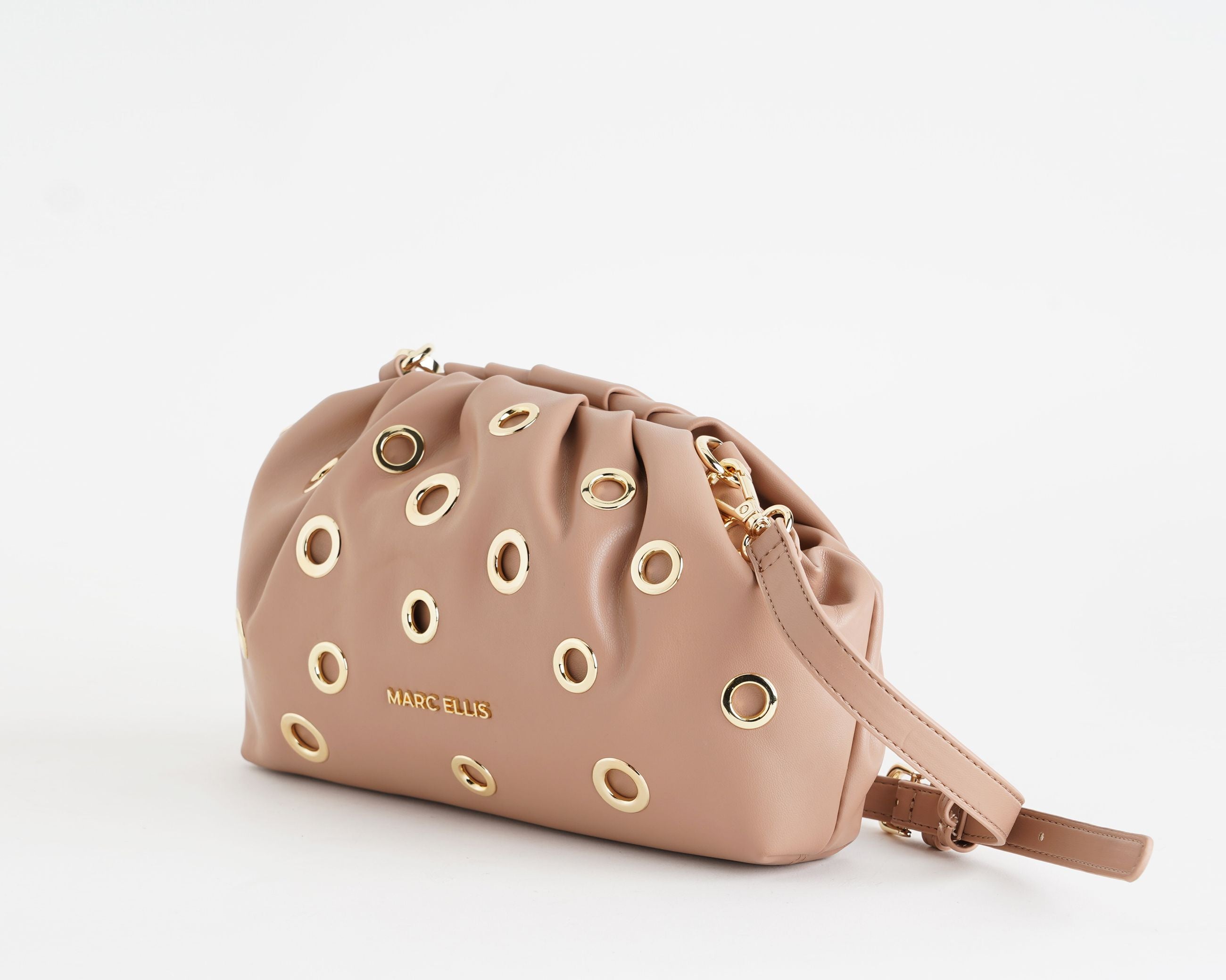 Borsa a spalla Marc Ellis Daphne Studs Donna Moka Mousse - Vista laterale