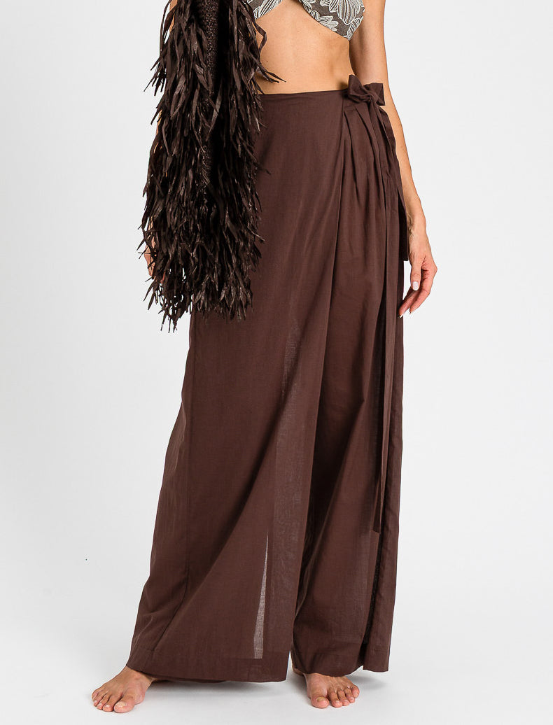 Pantaloni a palazzo in mussola Twinset 261LM2RBB Coffee Donna