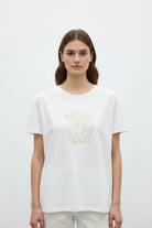 RAB0277 VICOLO T-shirt donna ricamo WHERE IS LOVE colore Bianco
