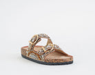 Sandalo basso donna EXE BB3918-18 Camel Bronze con fibbie decorate da corallini e strass