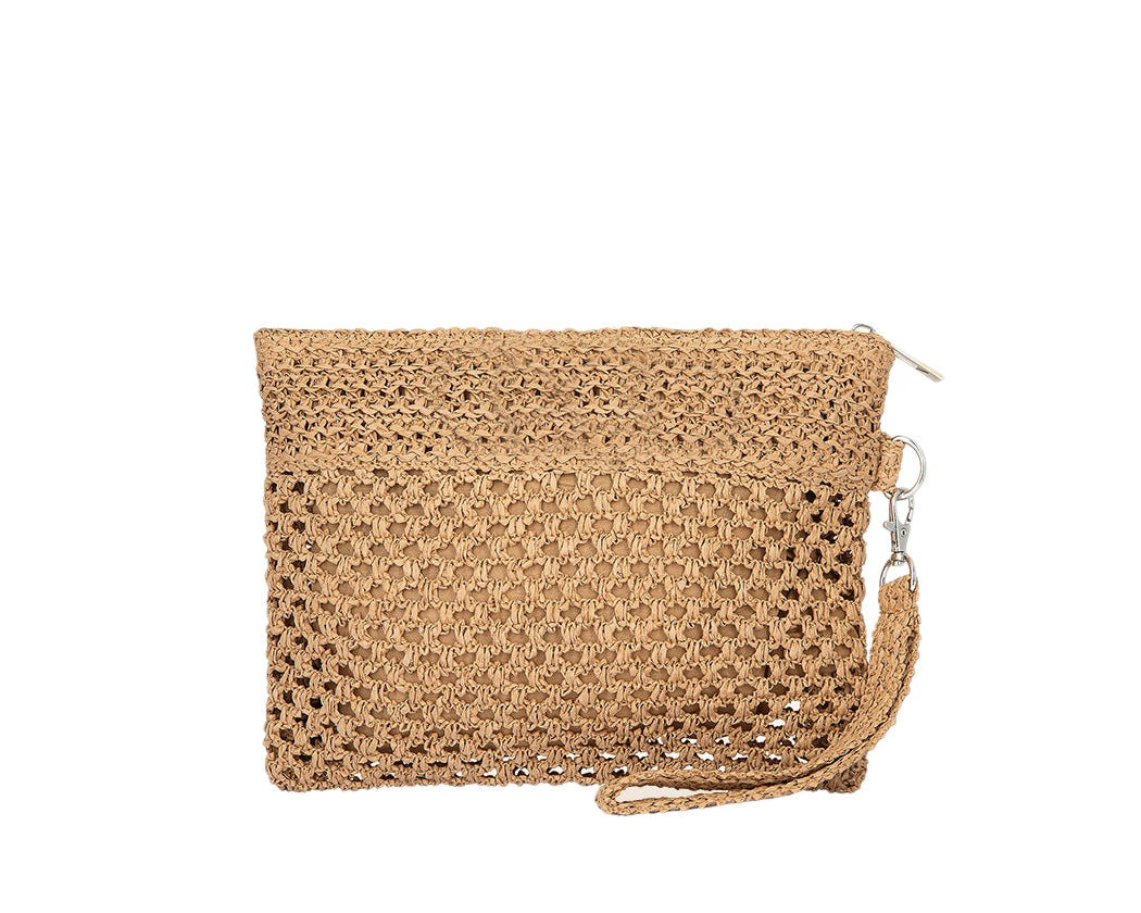 Mini Pochette Me Fui SW0055LB in rafia Light Brown Donna