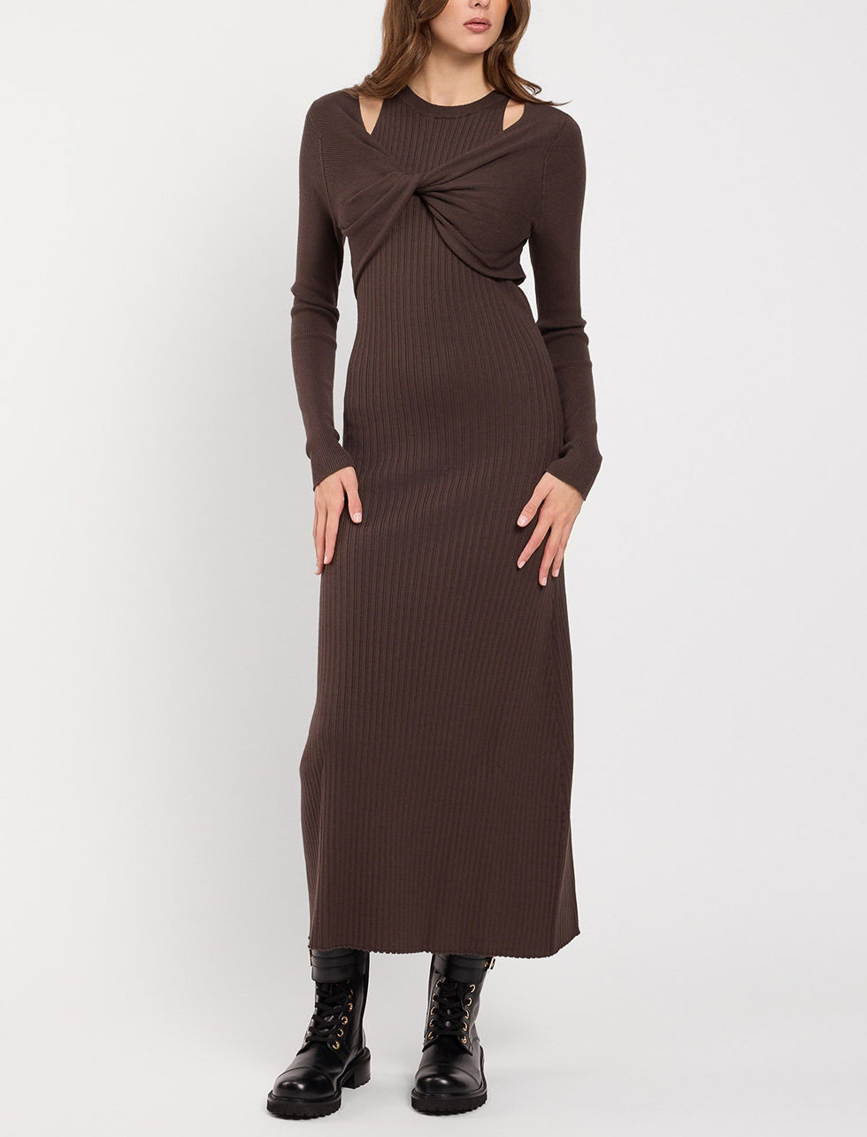 Abito lungo in maglia Twinset 262LI3ECC Mocha Donna