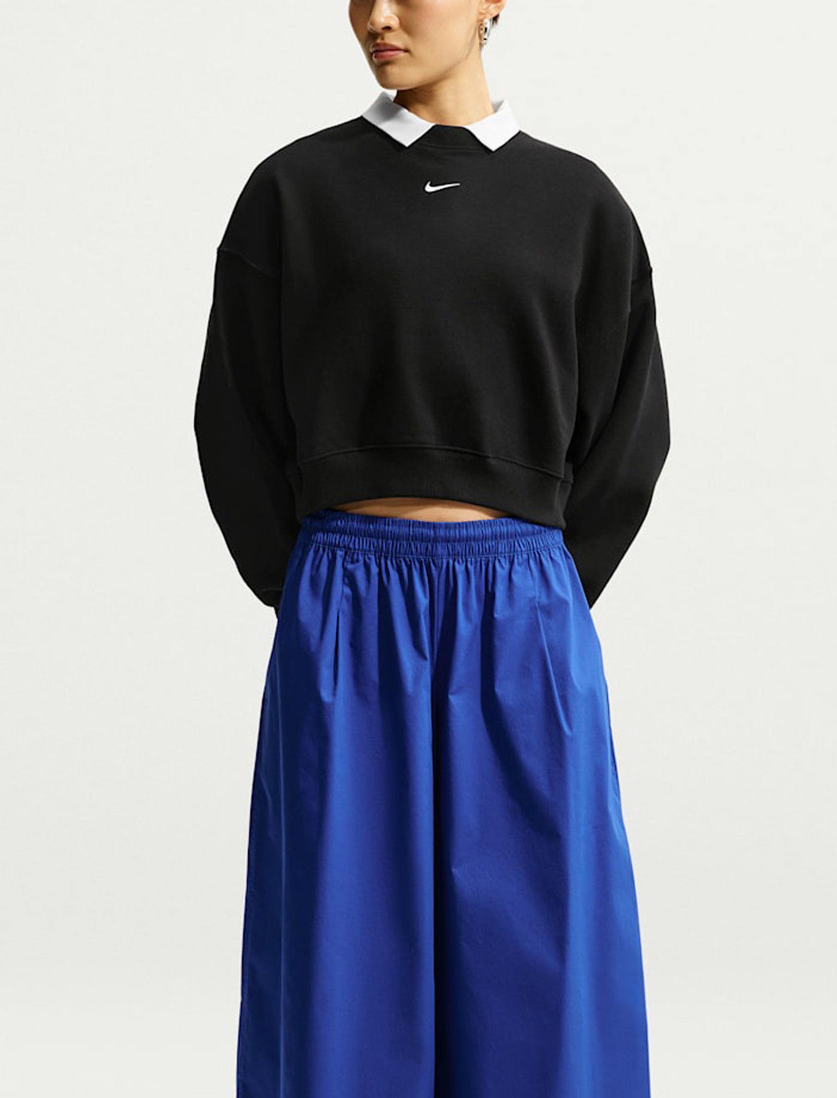 Felpa girocollo corta oversize Nike Studio IM8497-001 Total Black/(Sail)