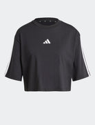 T-shirt crop Adidas Essentials 3-Stripes JD4998 nera donna foto catalogo