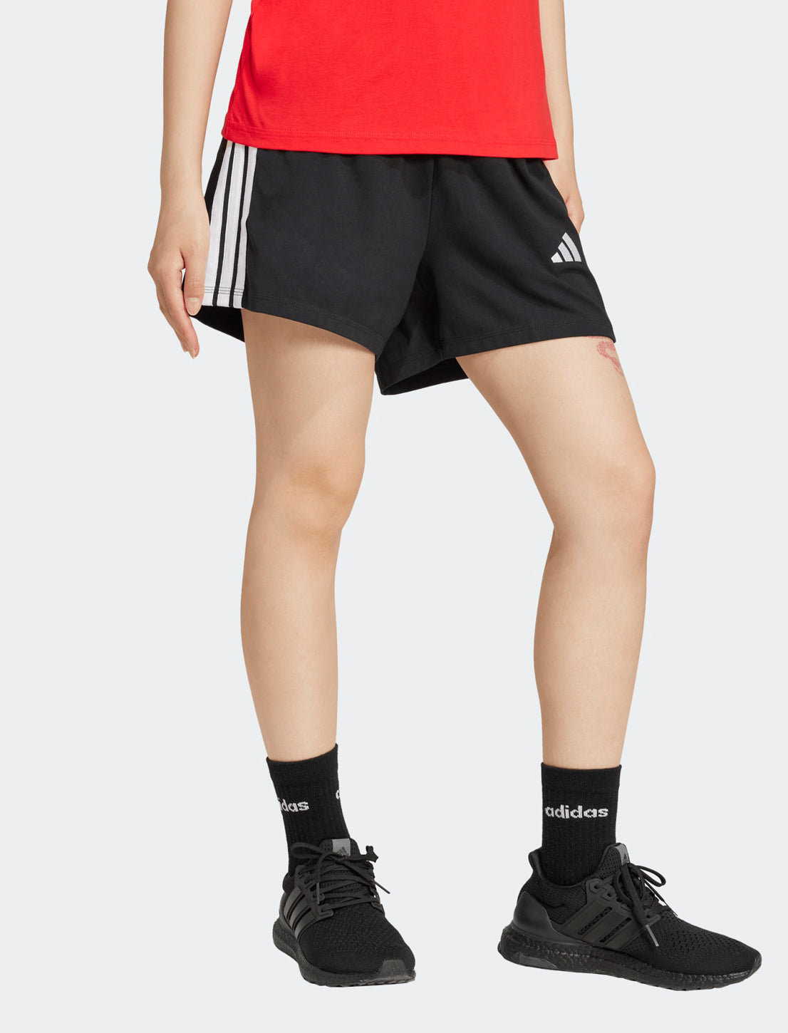Short Adidas Essentials 3-Stripes Cotton JD0908 nero donna vista laterale