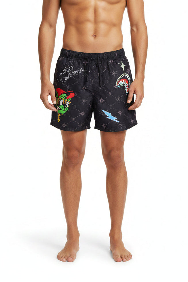 SPRAYGROUND SP927BLK Pantaloncini da Bagno Create Your World Uomo Nero
