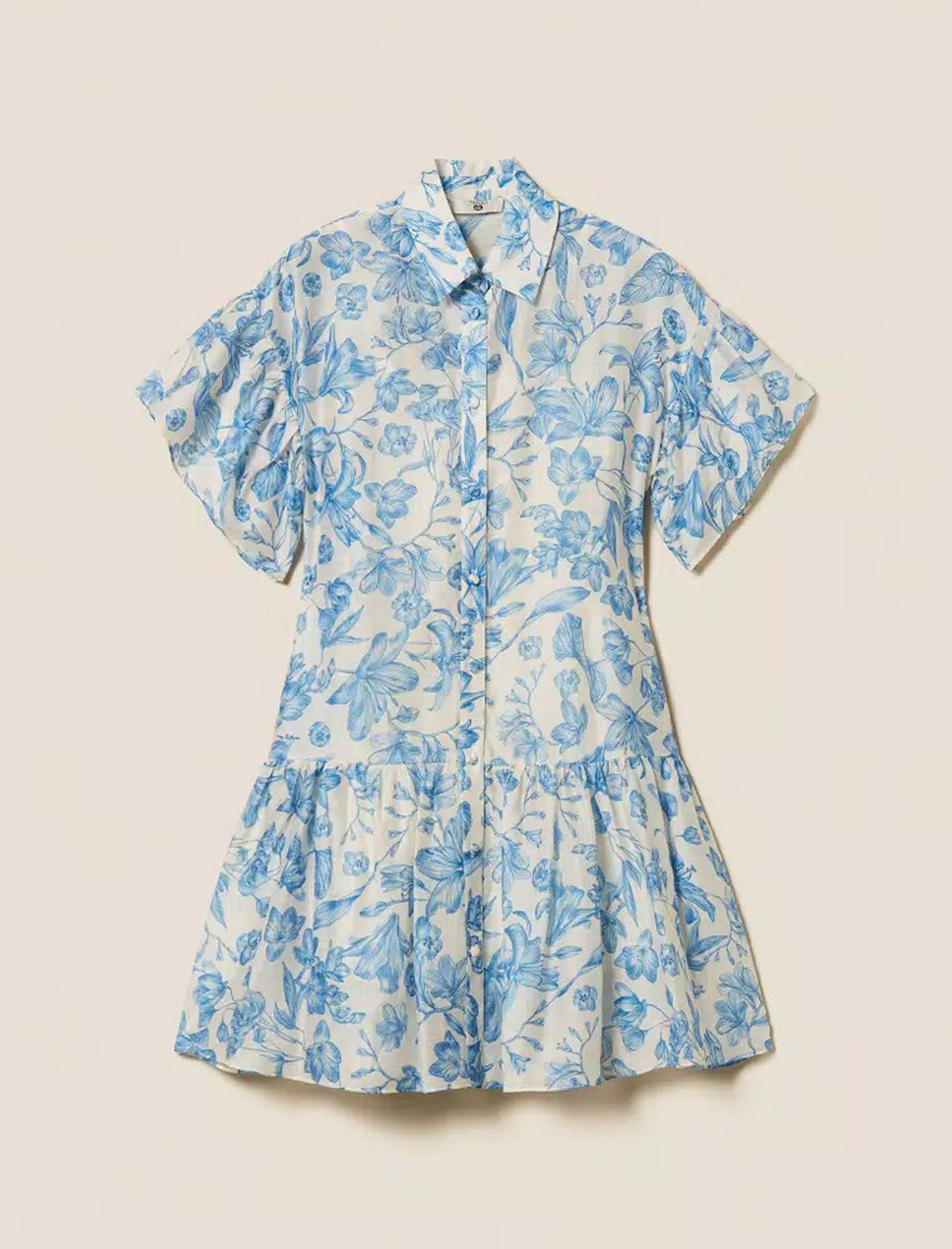 TWINSET abito corto chemisier 261LM2SGG St.Toile De Jouy Off White/Blu