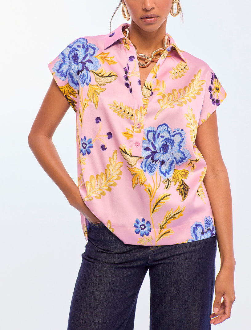 Camicetta polo a fiori Lola Casademunt LS2615063 Rosa/Multicolor Donna