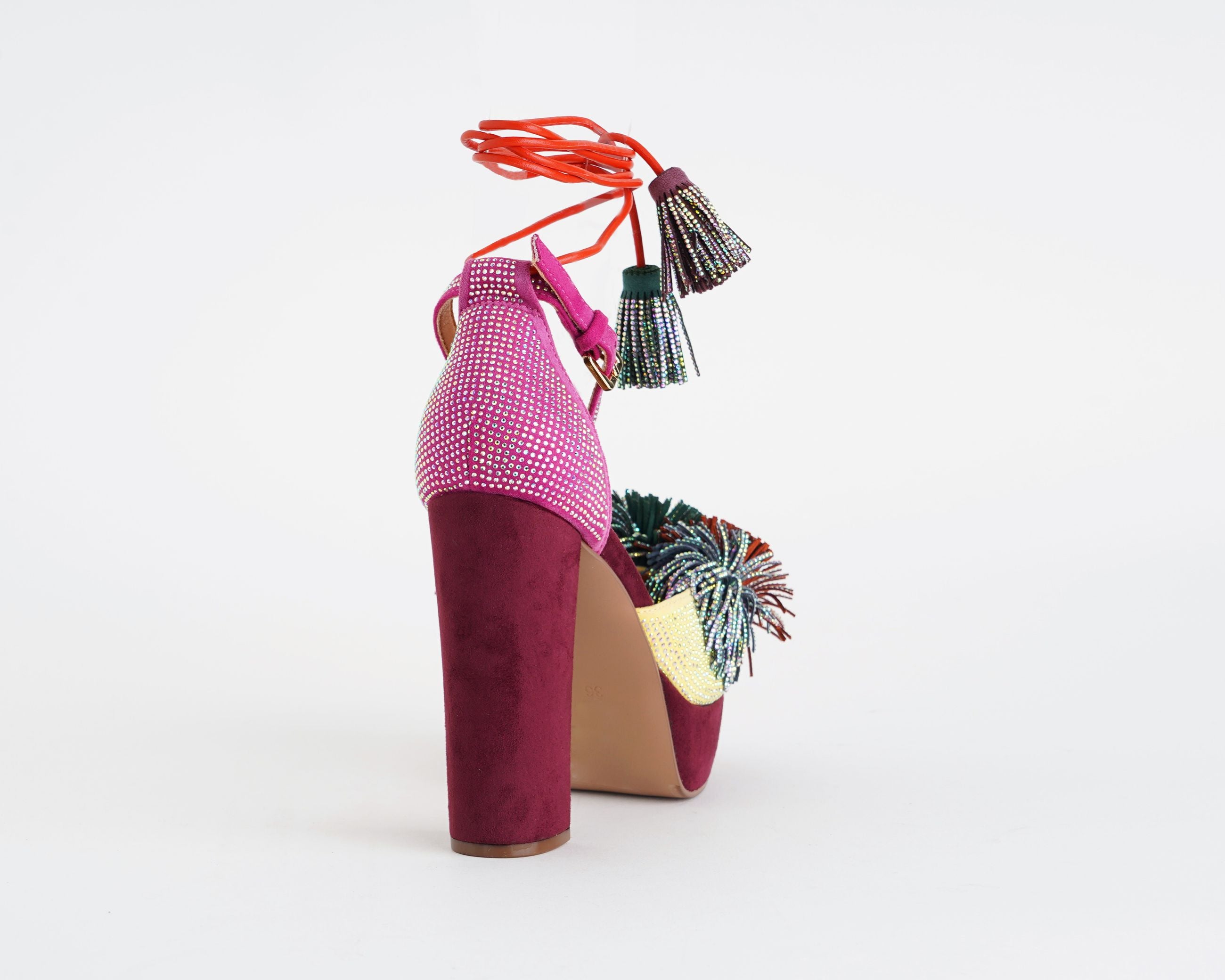 EXÈ Sandalo alto Ophelia-925 camoscio strass fuxia multi donna - art. OPHELIA-925

