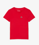 T-shirt Lacoste TJ0777 rosso unisex bambino - tecnologia Ultra Dry, cotone organico, taglie 8A-16A
