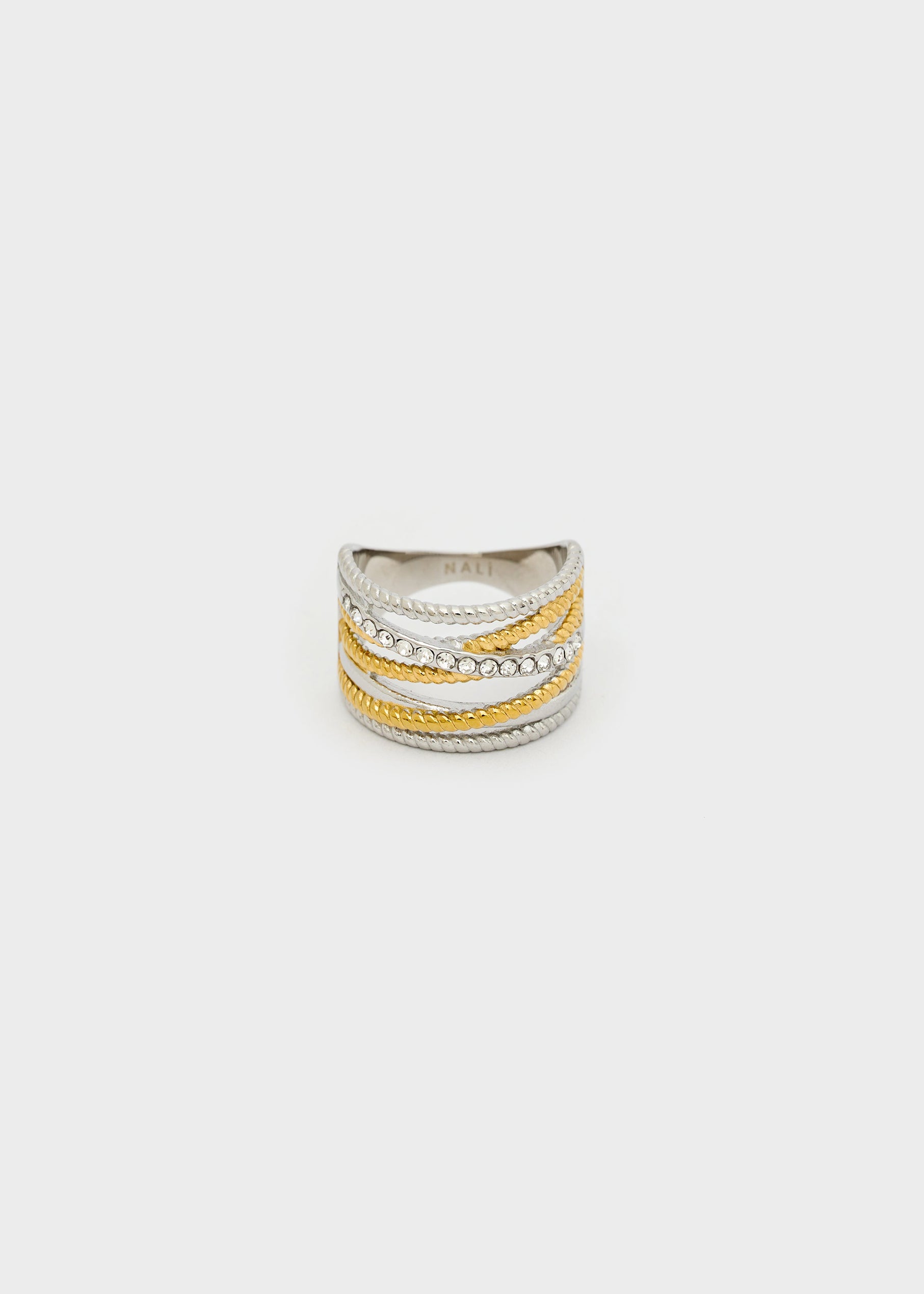 Anello Fascia Con Pietre Nali' PWAN0010 Oro/Argento Donna