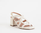 Sandali con tacco Bibi Lou Meli 876Z94HG Off White Donna – vista frontale, tomaia in tessuto e sintetico con cinturino regolabile, tacco 60 mm
