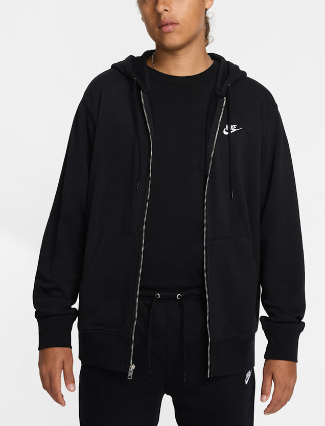 Felpa con cappuccio e zip a tutta lunghezza in French terry Nike Club FN3884-010 Black/Black/(White) Uomo