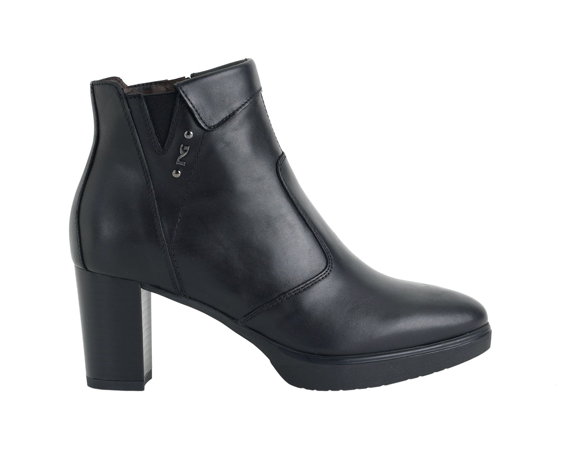 Tronchetti Nero Giardini Donna In Pelle - Made In Italy Con Tacco A Blocco E Zip - Foto 4