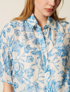 TWINSET abito corto chemisier 261LM2SGG St.Toile De Jouy Off White/Blu
