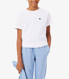 T-shirt Lacoste Tennis x Daniil Medvedev TJ7403 bianco unisex bambino - Ultra Dry, stampa racchetta, taglie 8A-16A