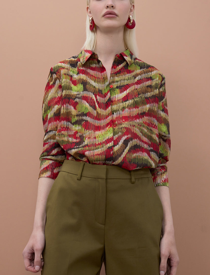 Camicia a manica lunga con stampa serpentina Lola Casademunt MS2615034 Red-Multicolor Donna