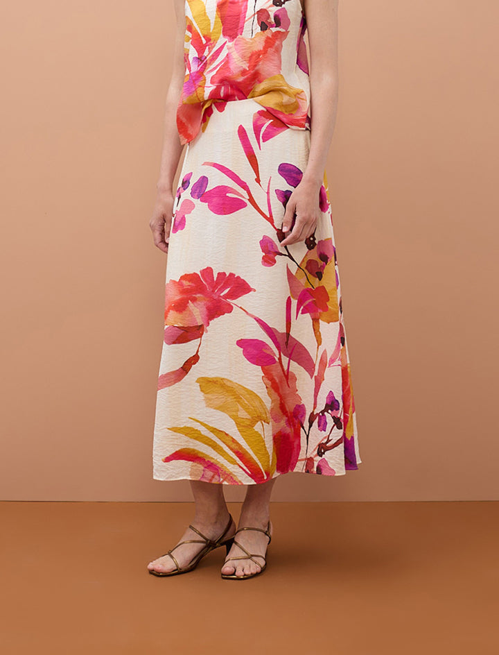 Gonna con stampa floreale Lola Casademunt MS2608003 Crudo-Multicolor