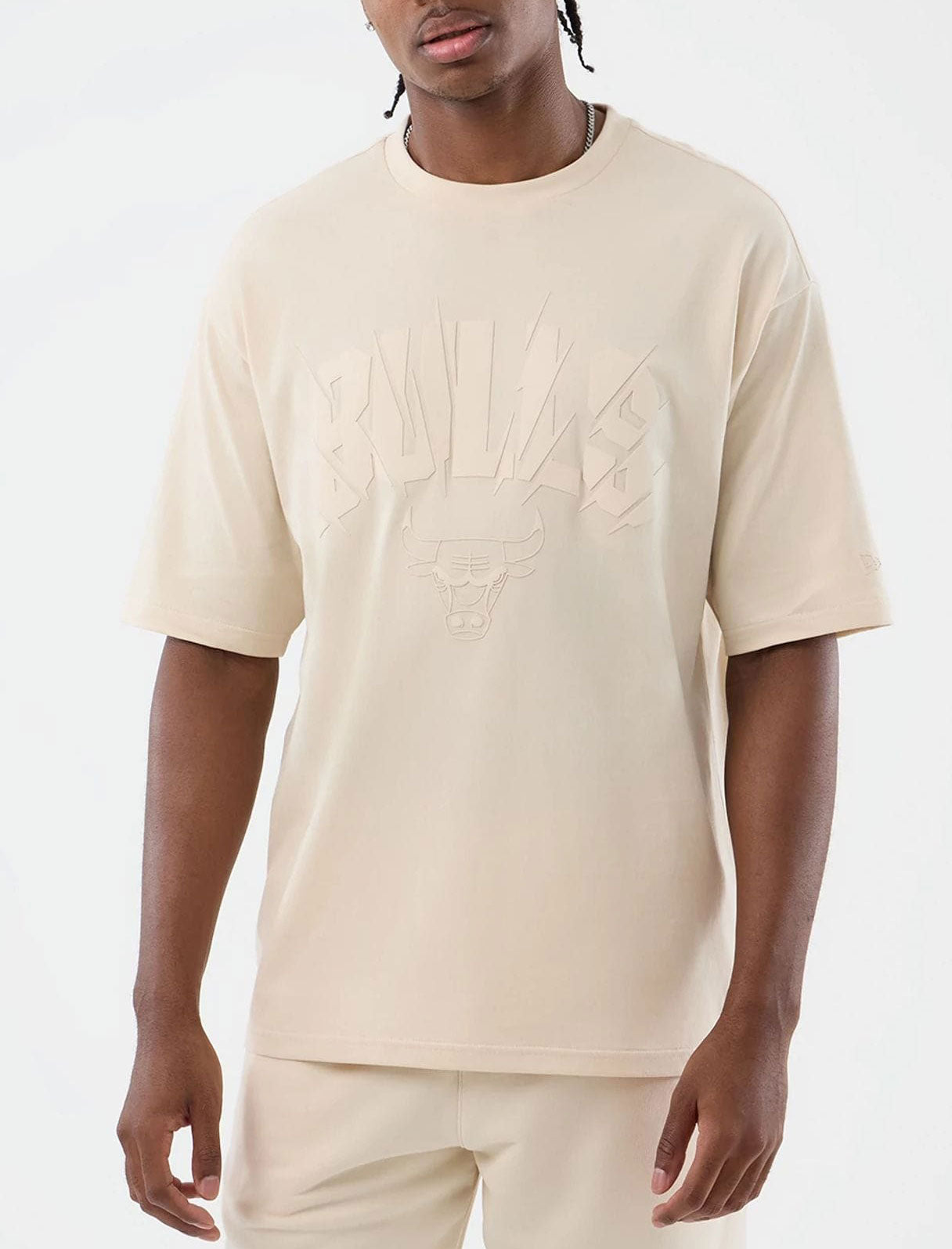 T-Shirt Oversized New Era Chicago Bulls NBA Core Plus 60856197 Beige Chiara Uomo