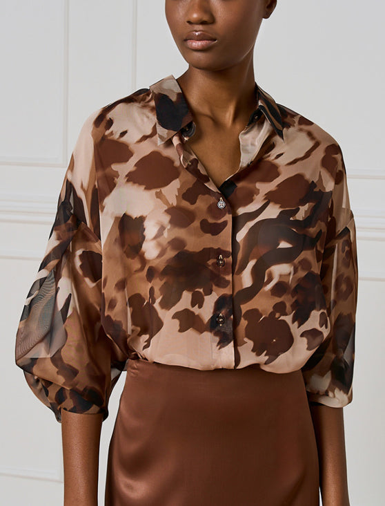 Camicia stampata ACCESSO FASHION 54-7024-866 Camel Donna