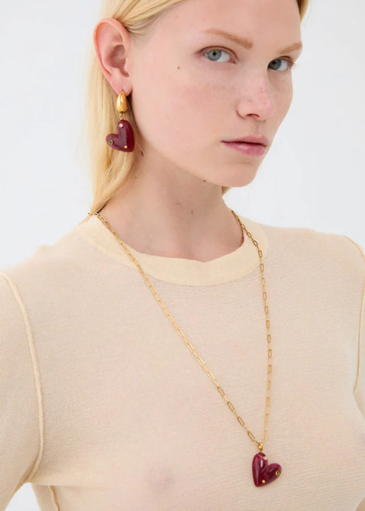Collana Nalì Sof Pendente Cuore LNCL0188 Oro/Rosso