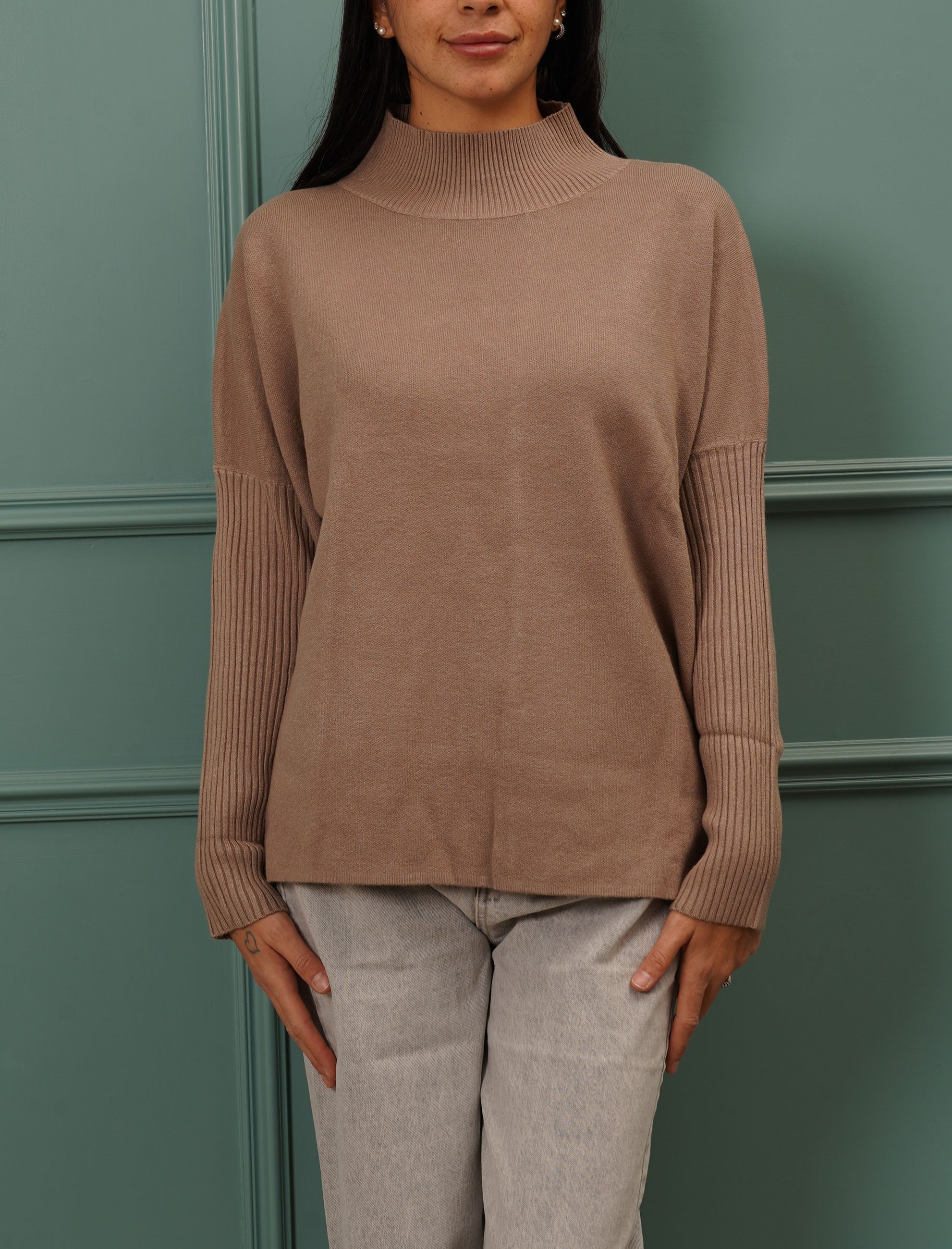 Dolcevita con dettagli a costine BB GLAMOUR JN1060 Donna