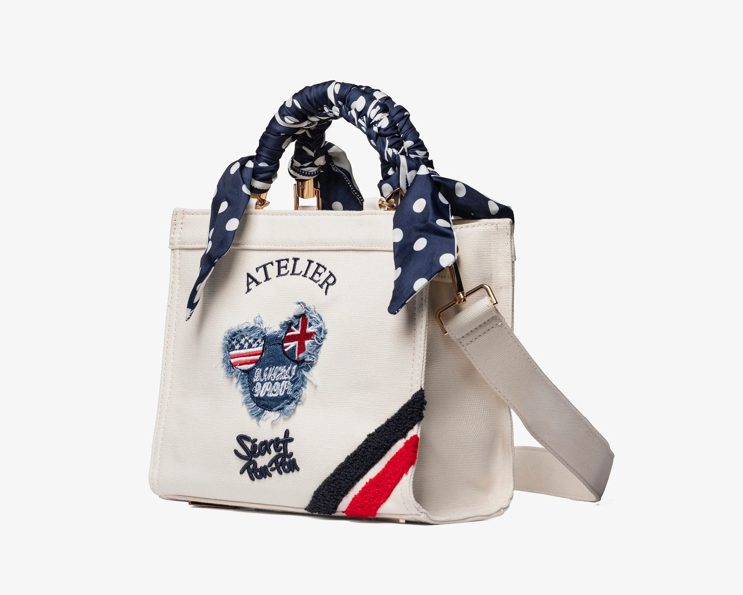 Borsa a spalla Sécret Pon-Pon Saint Tropez Bag S Ecru Donna – tracolla regolabile, chiusura zip, H.22xL.25xP.12 cm
