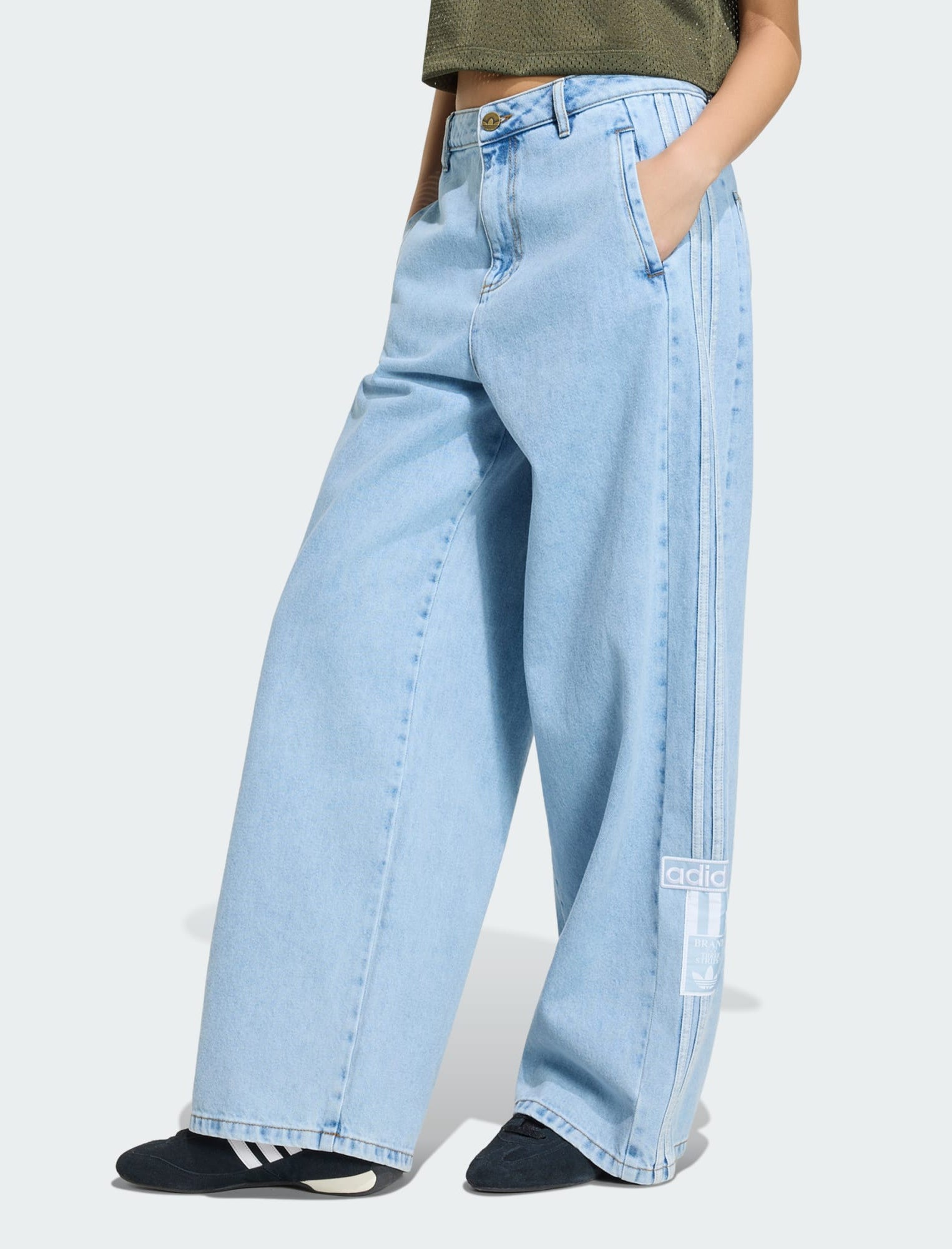 Jeans Adidas Adibreak Mid-rise Wide-Leg KT2651 Light Denim Donna