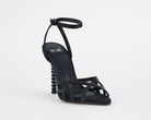 Sandalo alto donna EXE JOY-959 nero con fascia in satin e strass, tacco 100mm