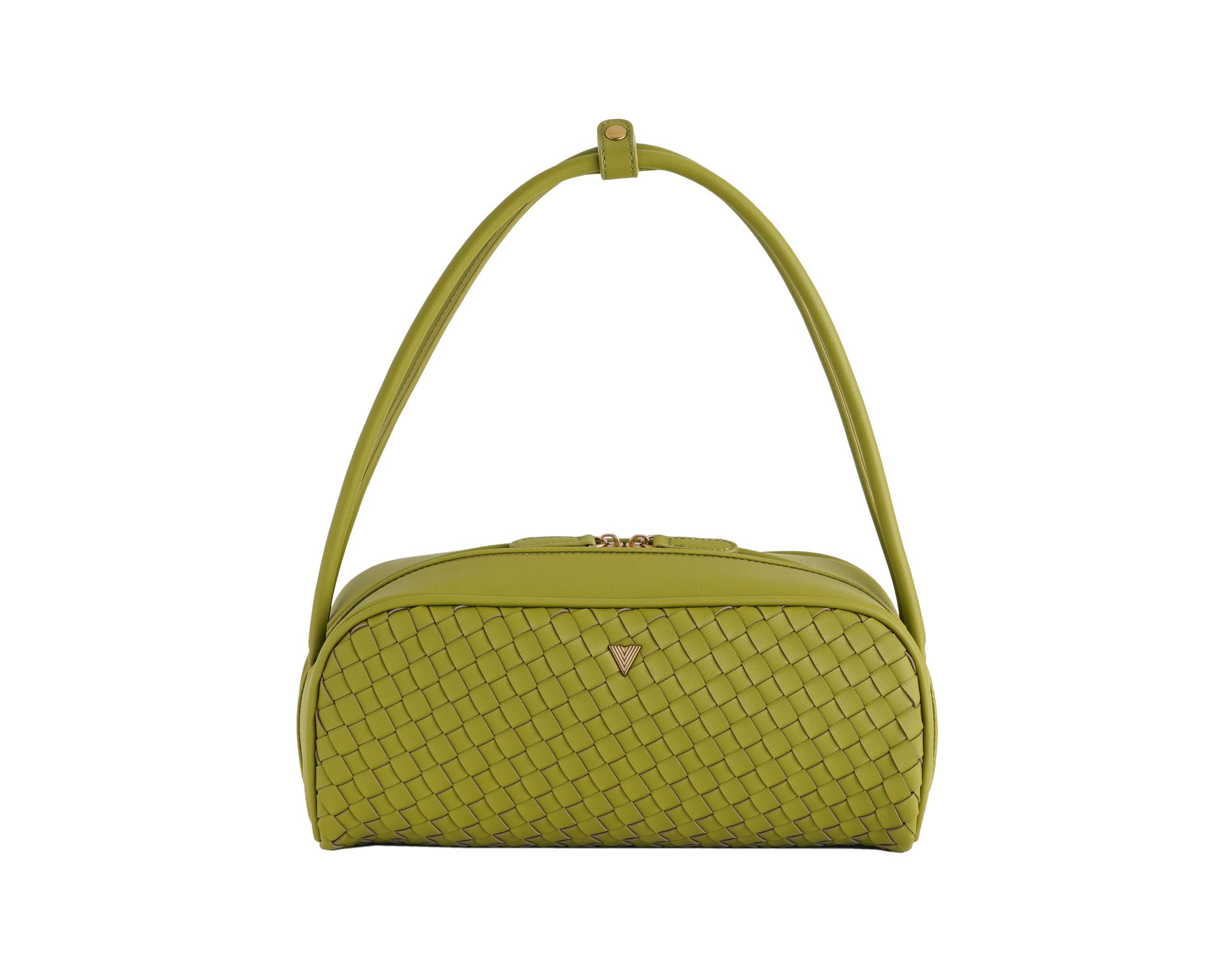 Borsa a spalla Vicolo Hicari Bag XAB0039 ecopelle intrecciata verde pistacchio donna vista frontale