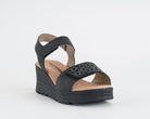 Sandalo alto VALLEVERDE 55582 NERO - similpelle, zeppa 60 mm, donna