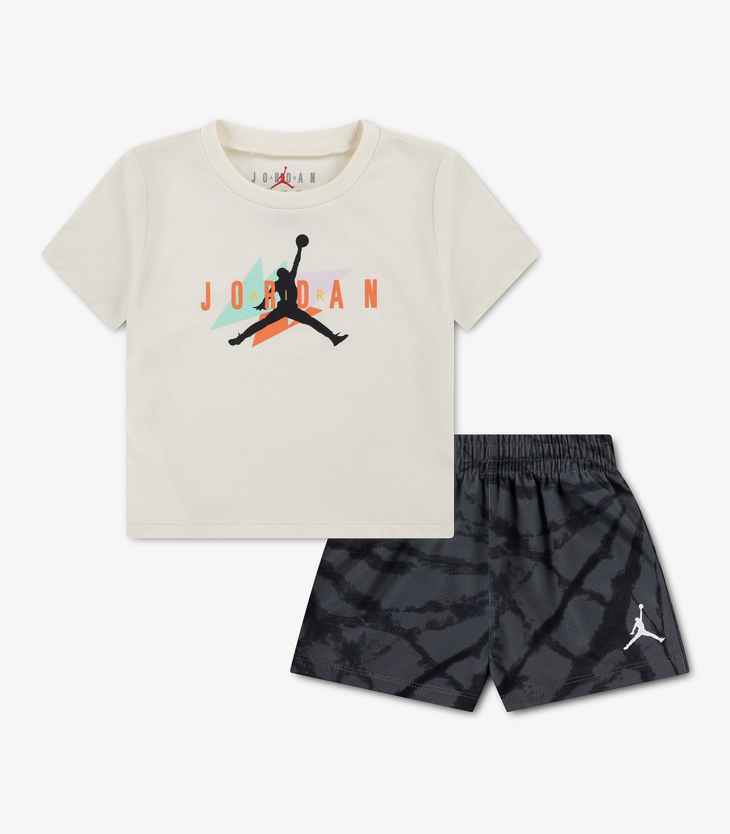 Jordan Set T-Shirt e Shorts Tie-dye Festival 65F787-GAE Iron Gray neonato`