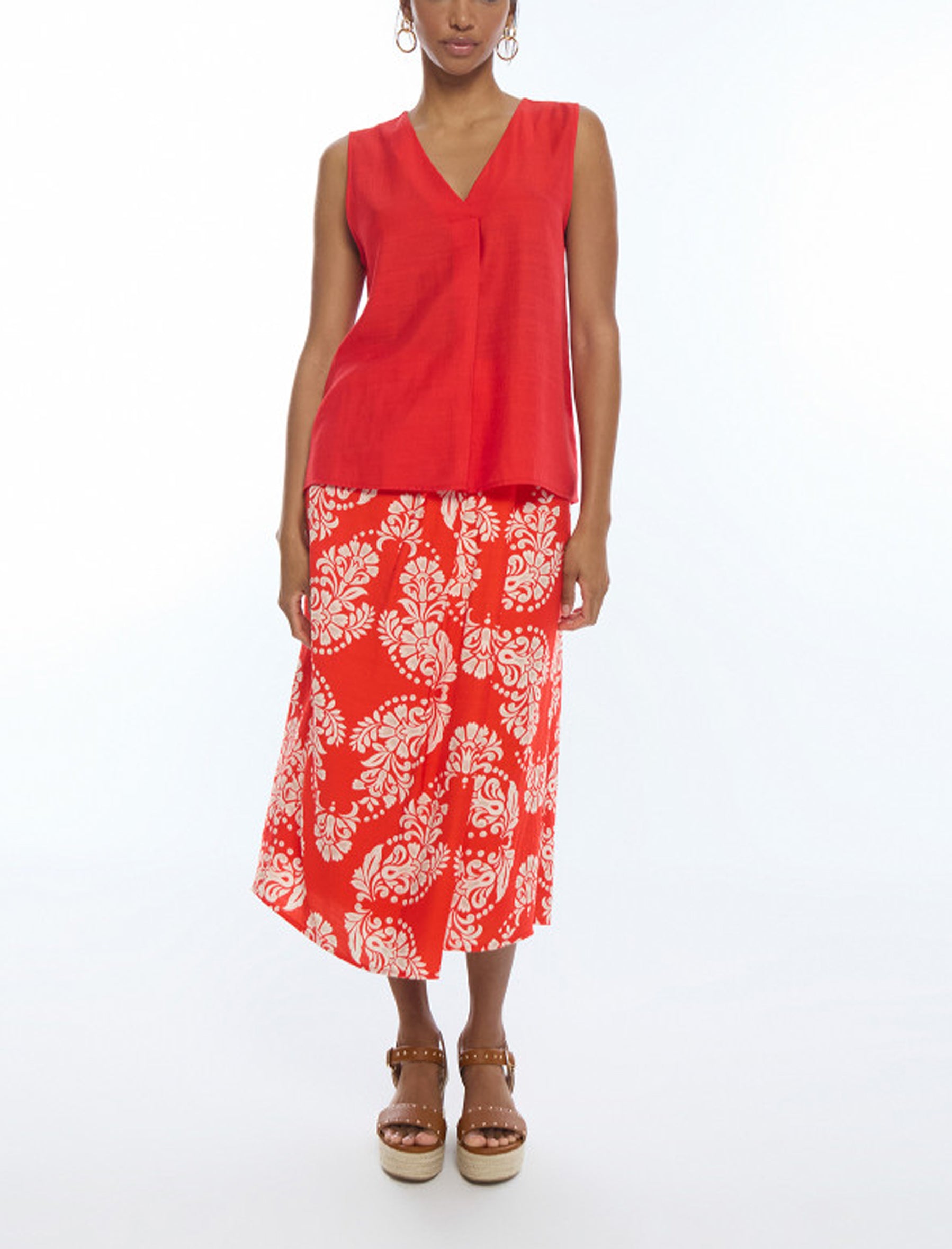 Top a pieghe scollo a V Lola Casademunt LS2615093 Rosso 