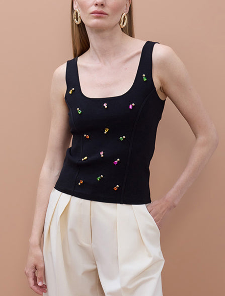 Top in tricot con gioielli Lola Casademunt MS2615001 Nero Donna
