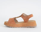 Sandalo Melluso 019289 castagno donna - Suede sottopiede pelle chiusura strappo suola gomma tacco 4 cm taglie 36-41
