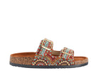 Sandalo basso donna EXE 230750-2 Tan Turchese con fibbie decorate da perline e strass