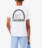 T-shirt Lacoste Tennis x Daniil Medvedev TJ7403 bianco unisex bambino - Ultra Dry, stampa racchetta, taglie 8A-16A