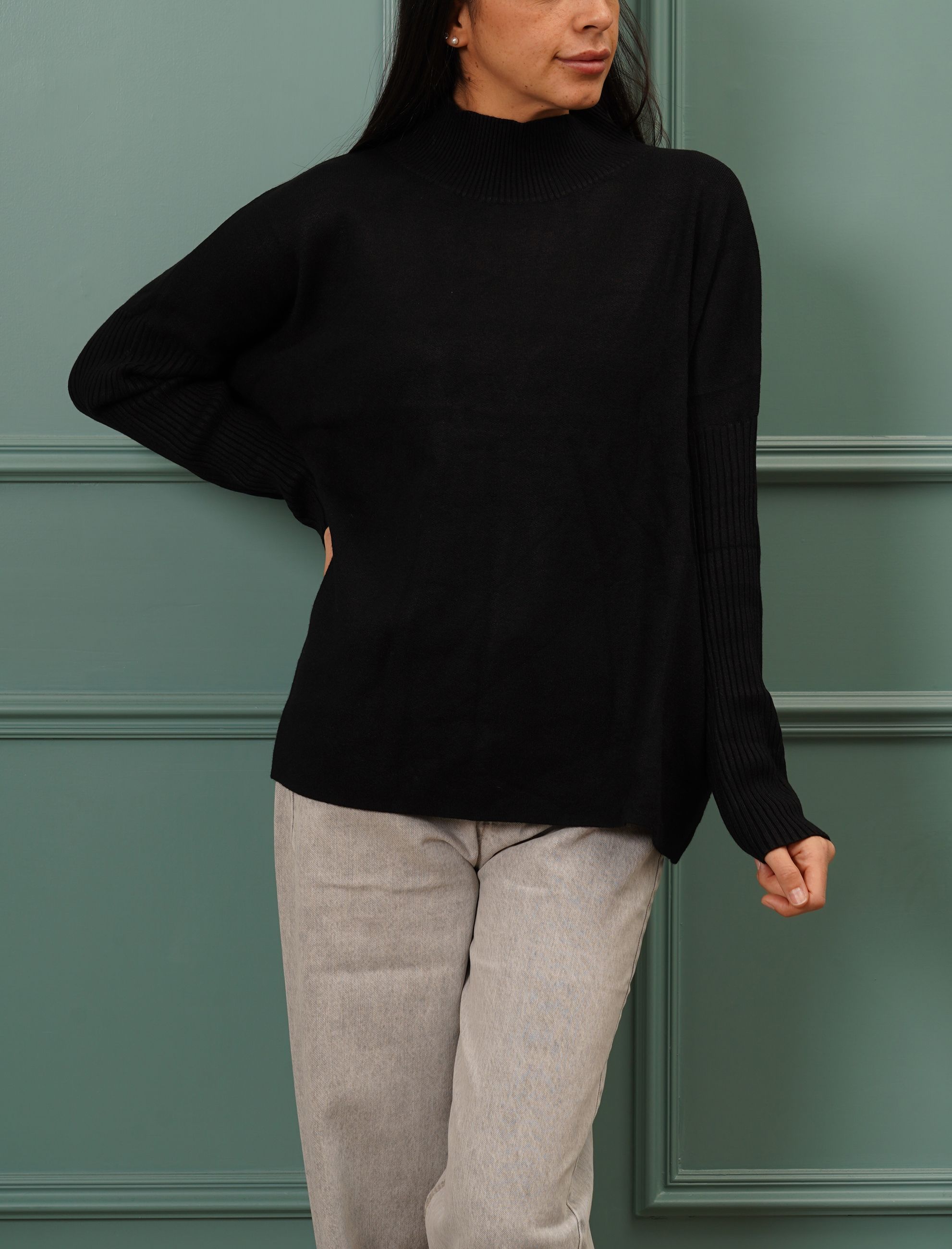 Dolcevita con dettagli a costine BB GLAMOUR JN1060 Donna