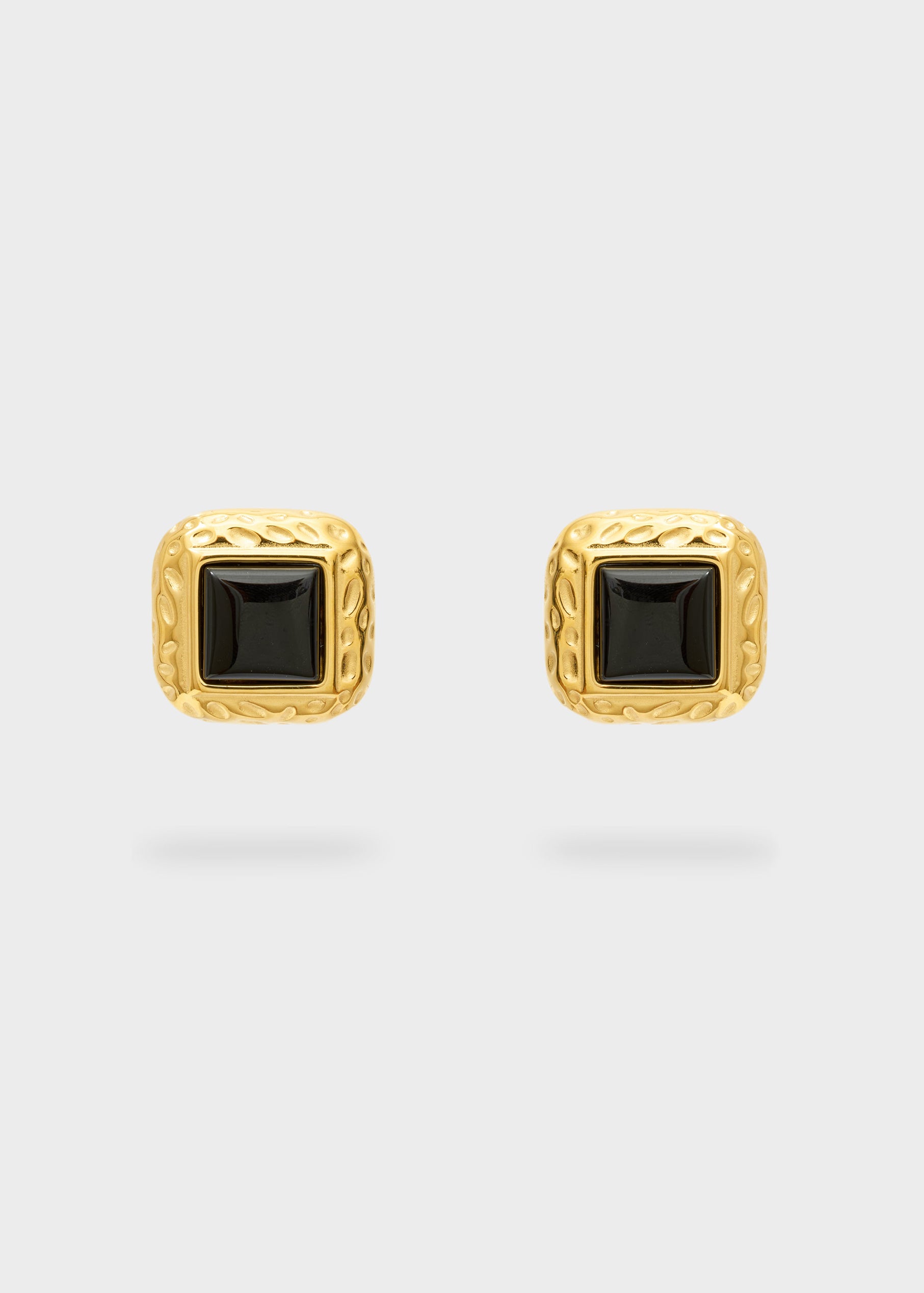 Orecchini Squadrati Con Pietra Nali' PWOR0010 Nero/Oro Donna