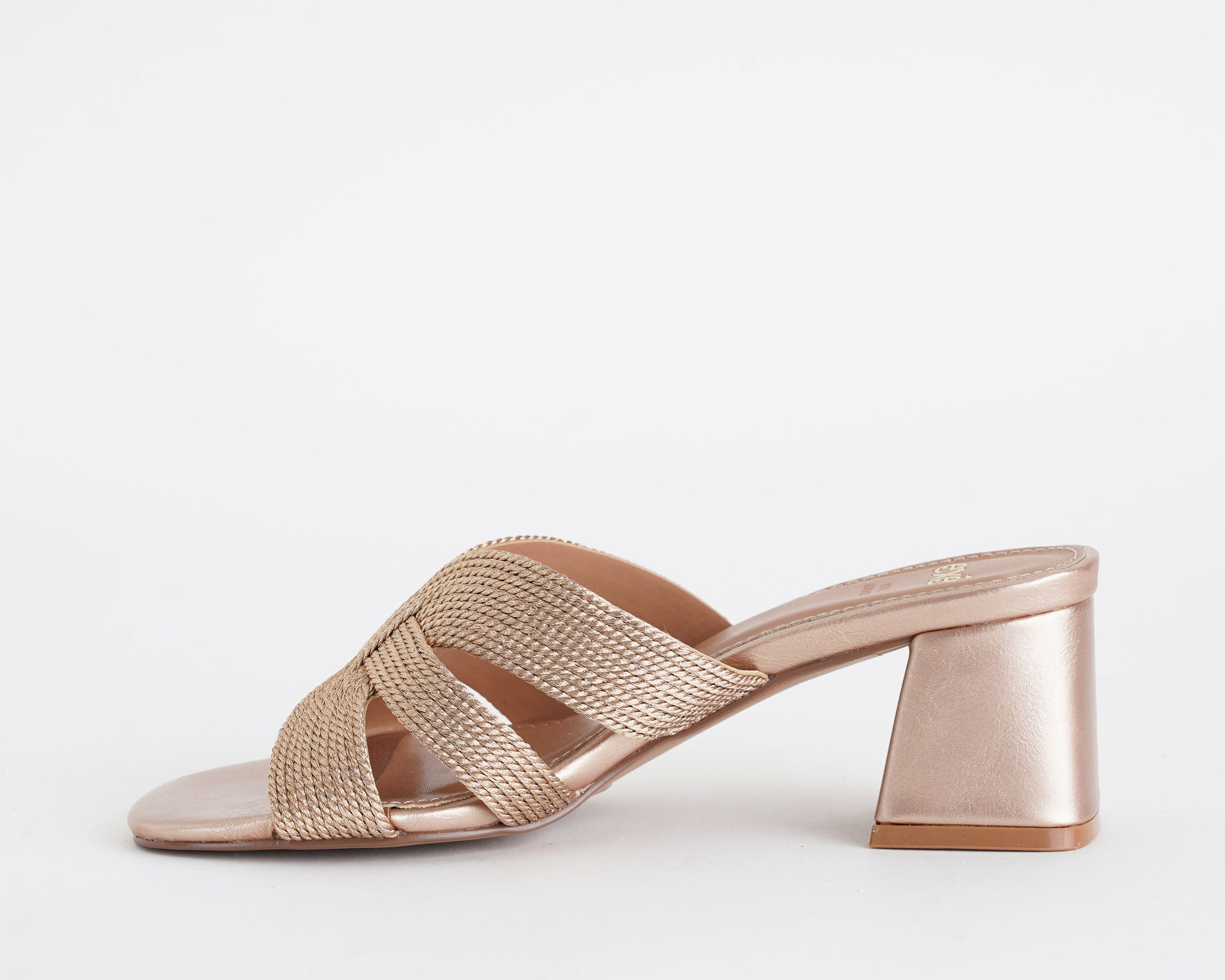 Sandalo donna EXE Polina-545 Pink Gold in similpelle con tacco 55 mm