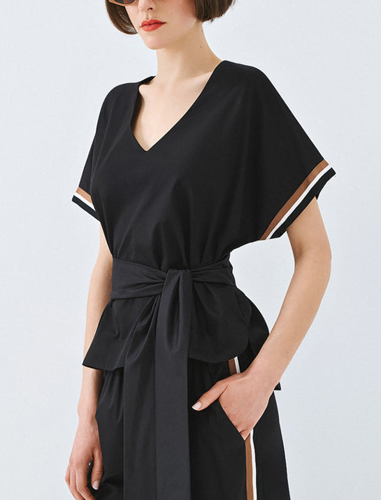 Blusa con scollo a V Access Fashion 63-2217-176 Nero Donna