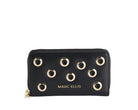 Portafoglio Marc Ellis Ivy Studs nero da donna in similpelle con borchie, chiusura zip, 8 slot portacarte, 9x16x3 cm

