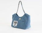 Borsa tote SECRET PON-PON TOTE POCHE DENIM - tracolla regolabile, patch decorativo, donna