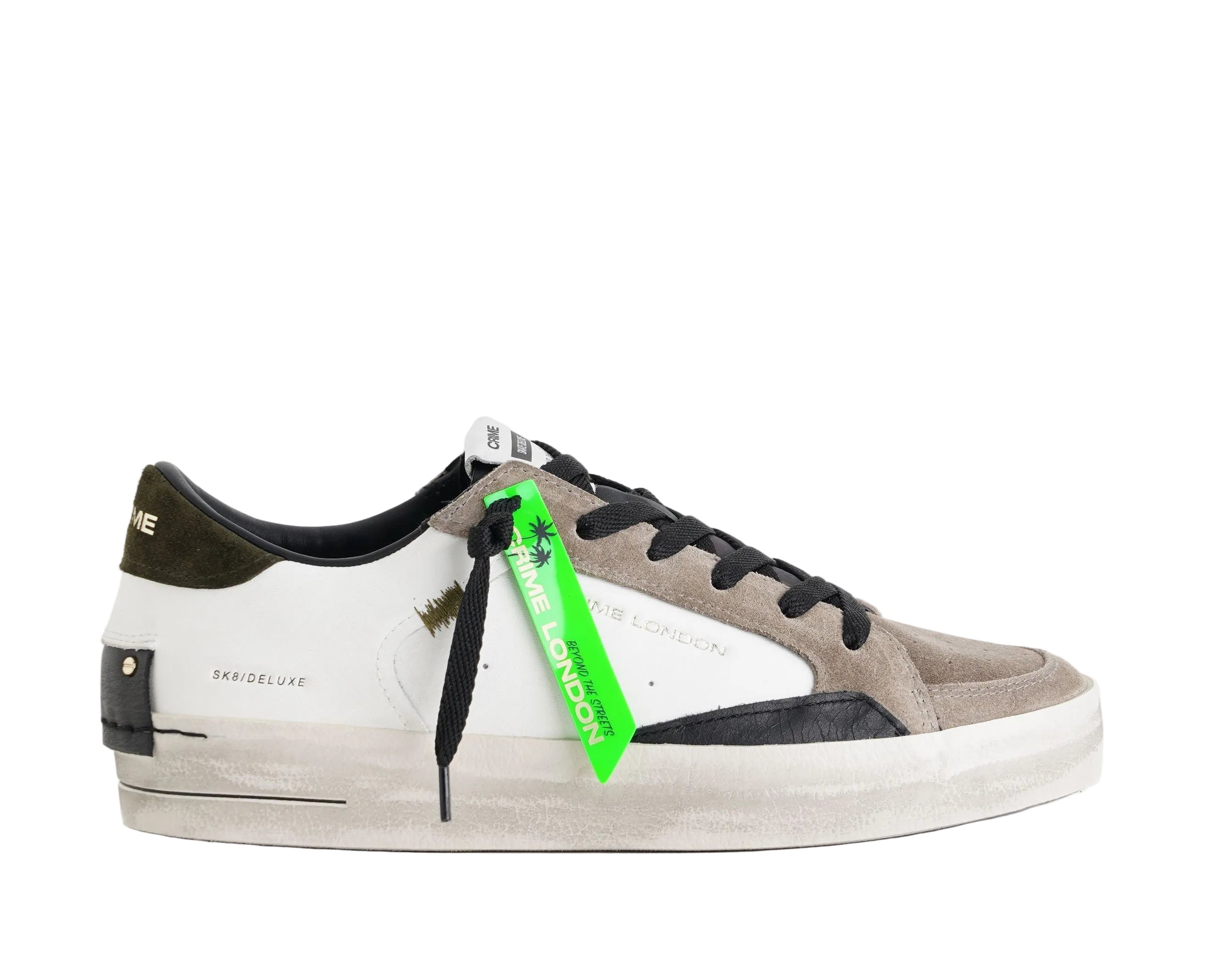 Sneakers Crime London Green Army 10105AA9 White Uomo