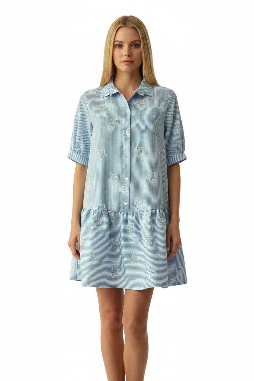 Abito Vicolo TAB2776 Azzurro/Bianco Donna